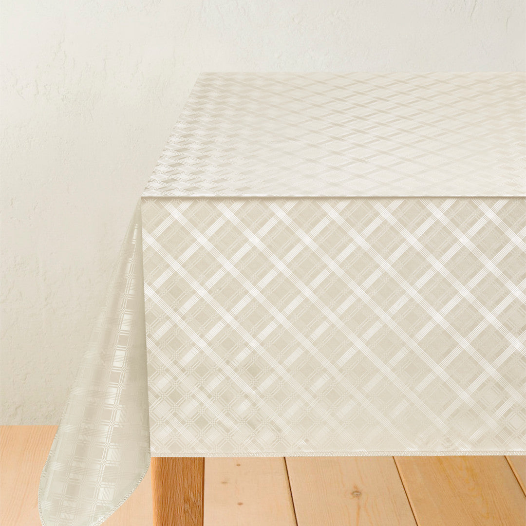 Damask Tern Diagonal Cream - Ensfarvet voksdug med tern