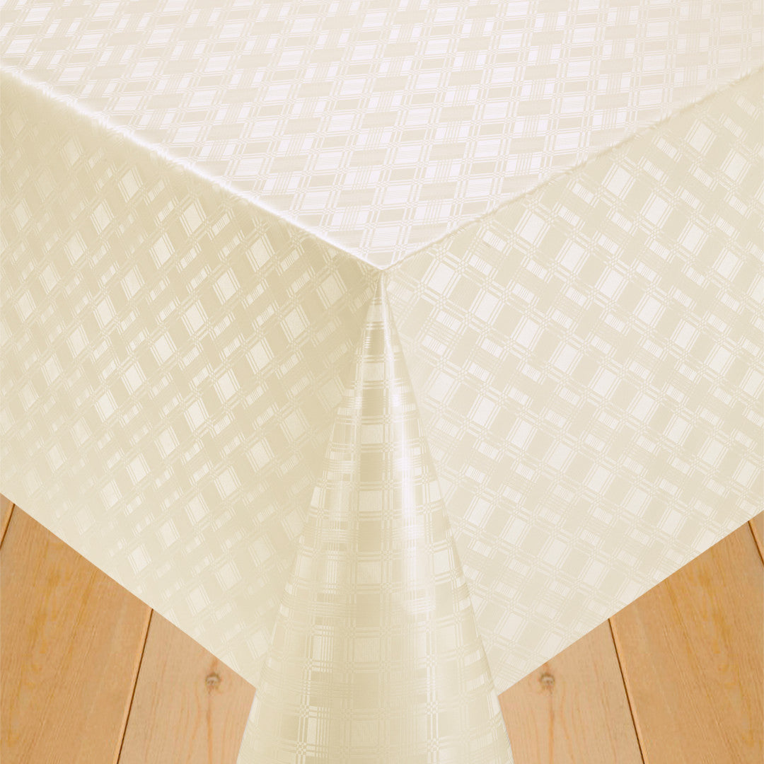 Damask Tern Diagonal Cream - Ensfarvet voksdug med tern