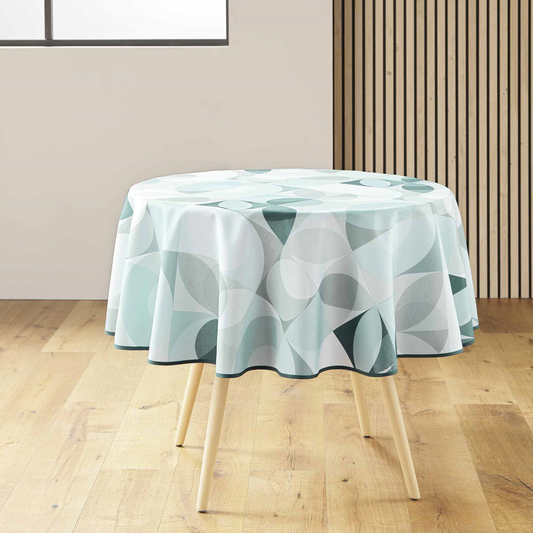 Tessouro Sage rund dug med bløde grønne og grå geometriske mønstre