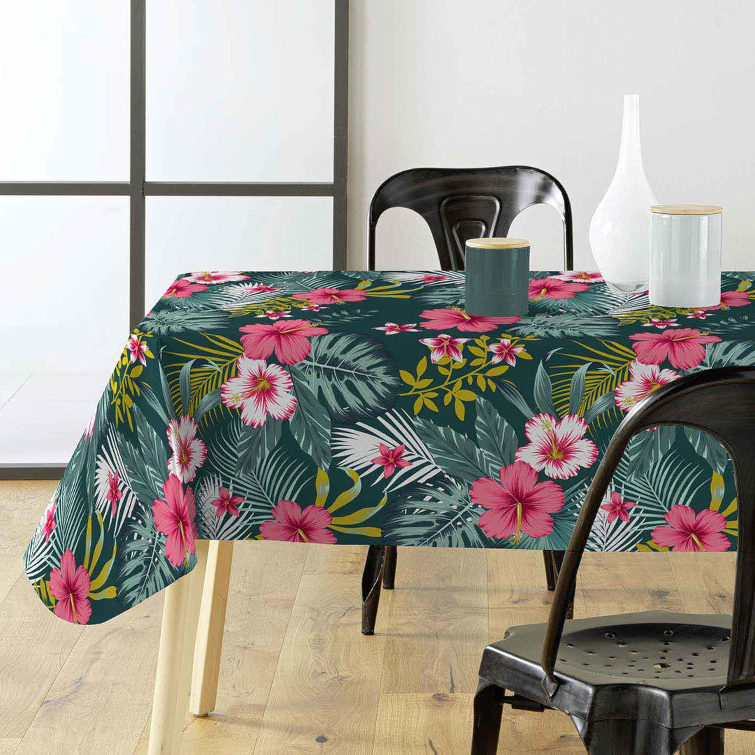 Textilia Bella - Mørk voksdug med blomster og blade