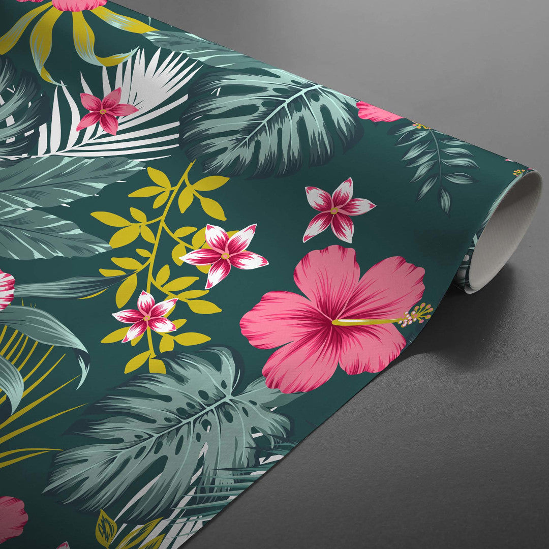 Textilia Bella - Mørk voksdug med blomster og blade