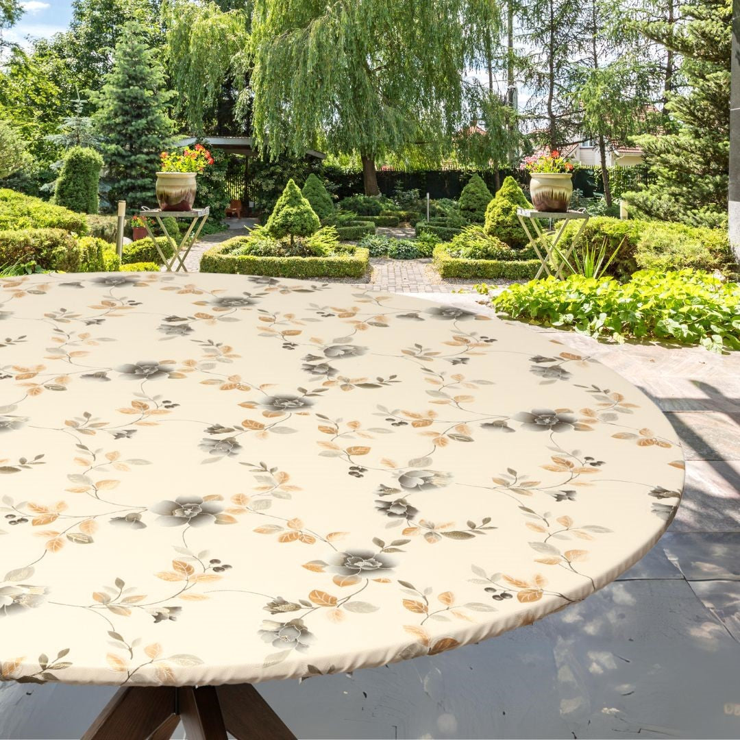 Textilia Brillantine Grey - Rund voksdug med elastik - Til bord Ø 60 - Ø 130 cm