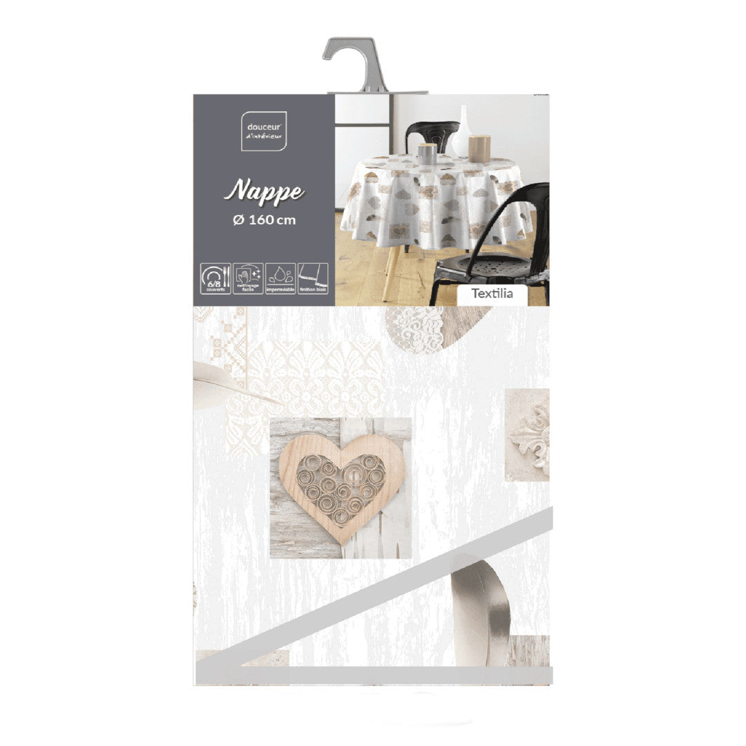 Textilia Delicia - Rund voksdug med hjerter Ø 155 cm, indpakning
