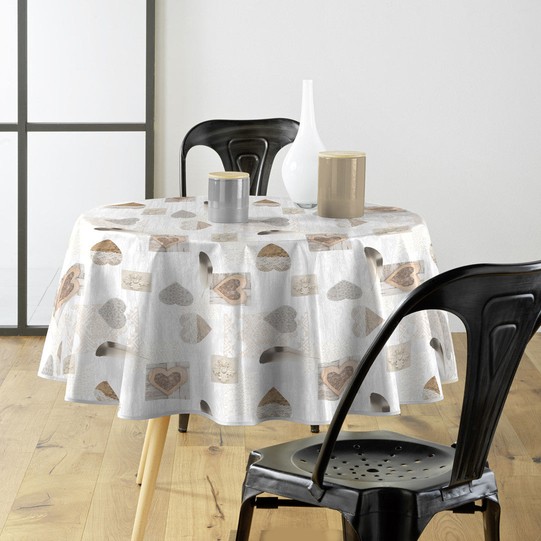 Textilia Delicia - Rund voksdug med hjerter Ø 155 cm, miljøbillede