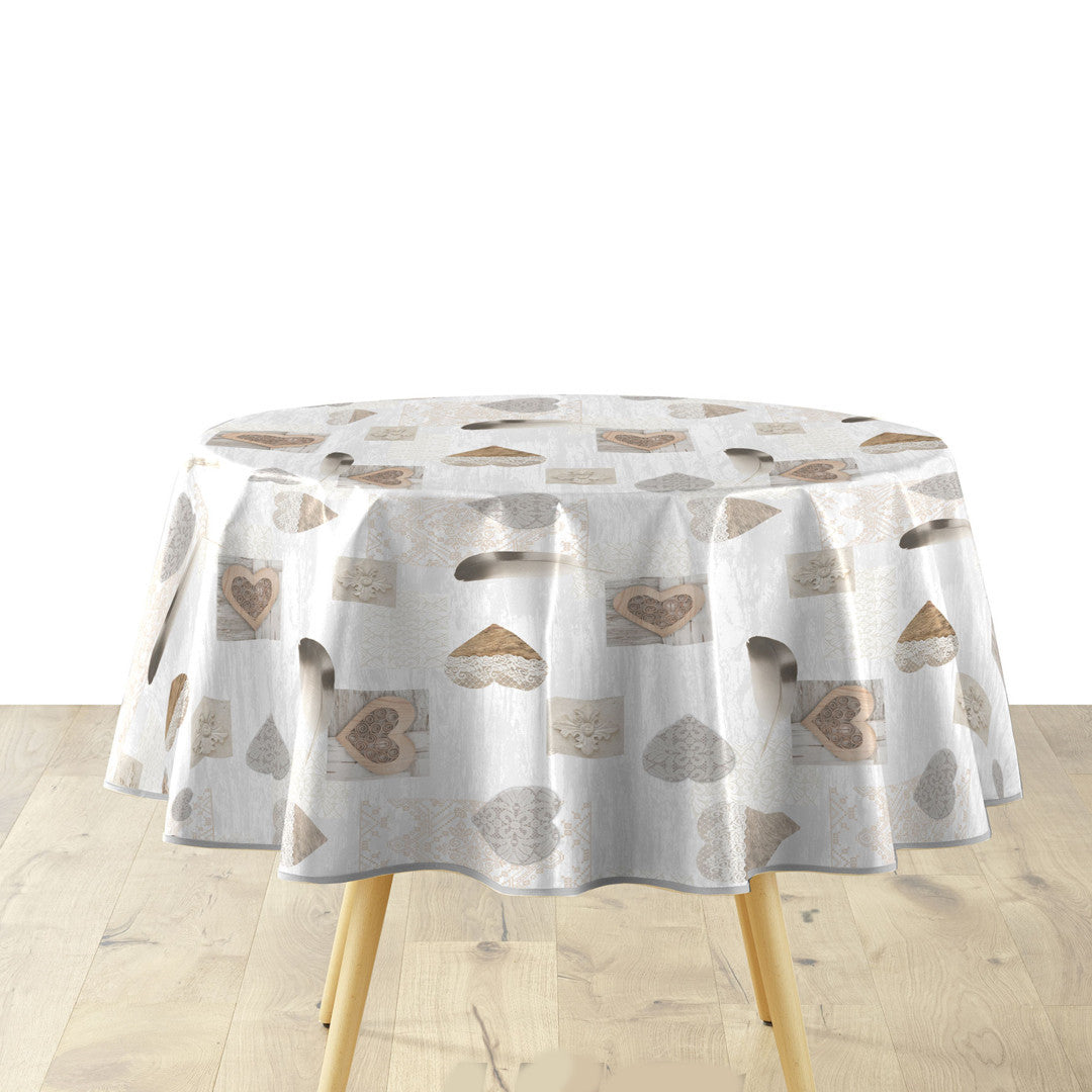 Textilia Delicia - Rund voksdug med hjerter Ø 155 cm