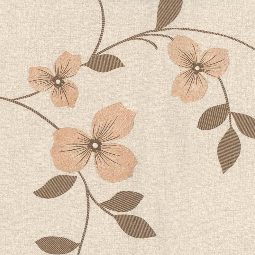 Textilia Glitter Floreal - Lys beige voksdug med blomsterranke