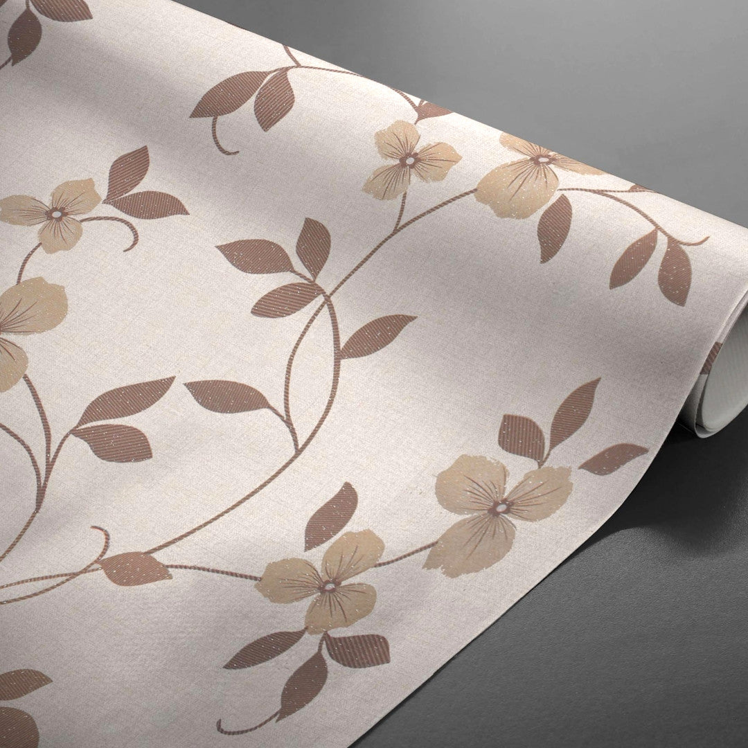 Textilia Glitter Floreal - Lys beige voksdug med blomsterranke