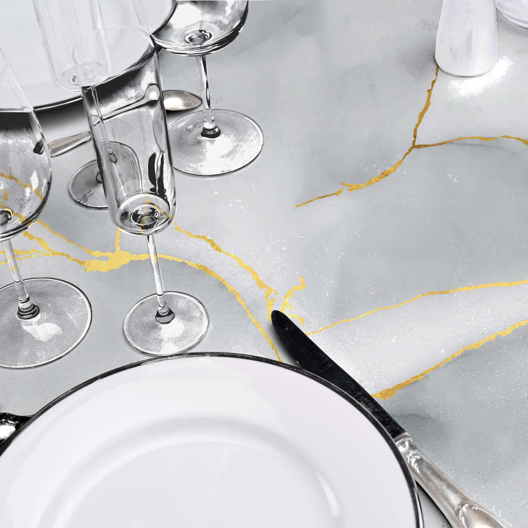 Textilia Glitter Marbrelle - Voksdug med marmoreffekt, gyldne årer og glitterdetaljer