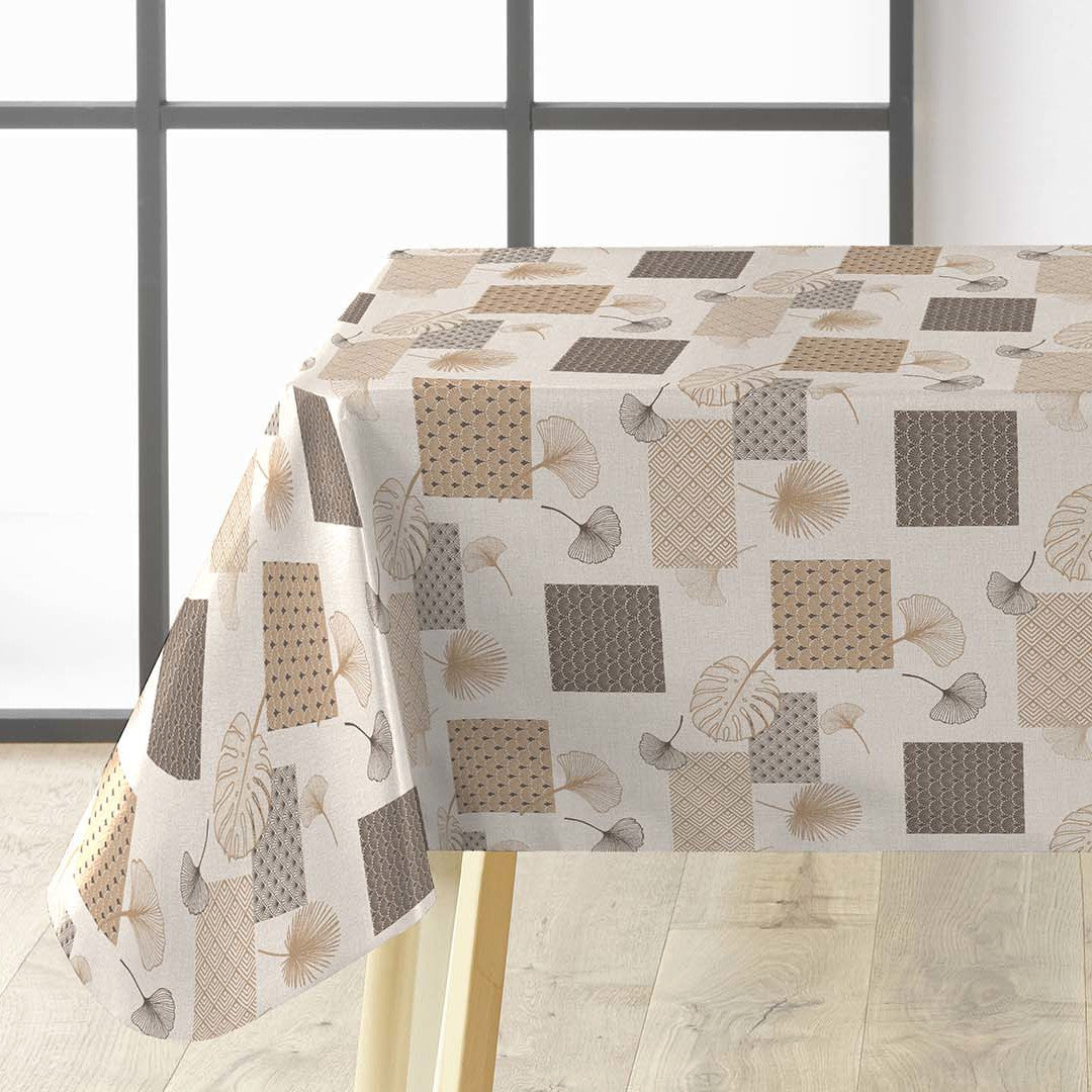 Textilia Glitter Rialto - Voksdug med blade og firkanter, hjørne