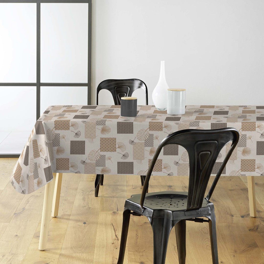 Textilia Glitter Rialto - Voksdug med blade og firkanter, i miljø