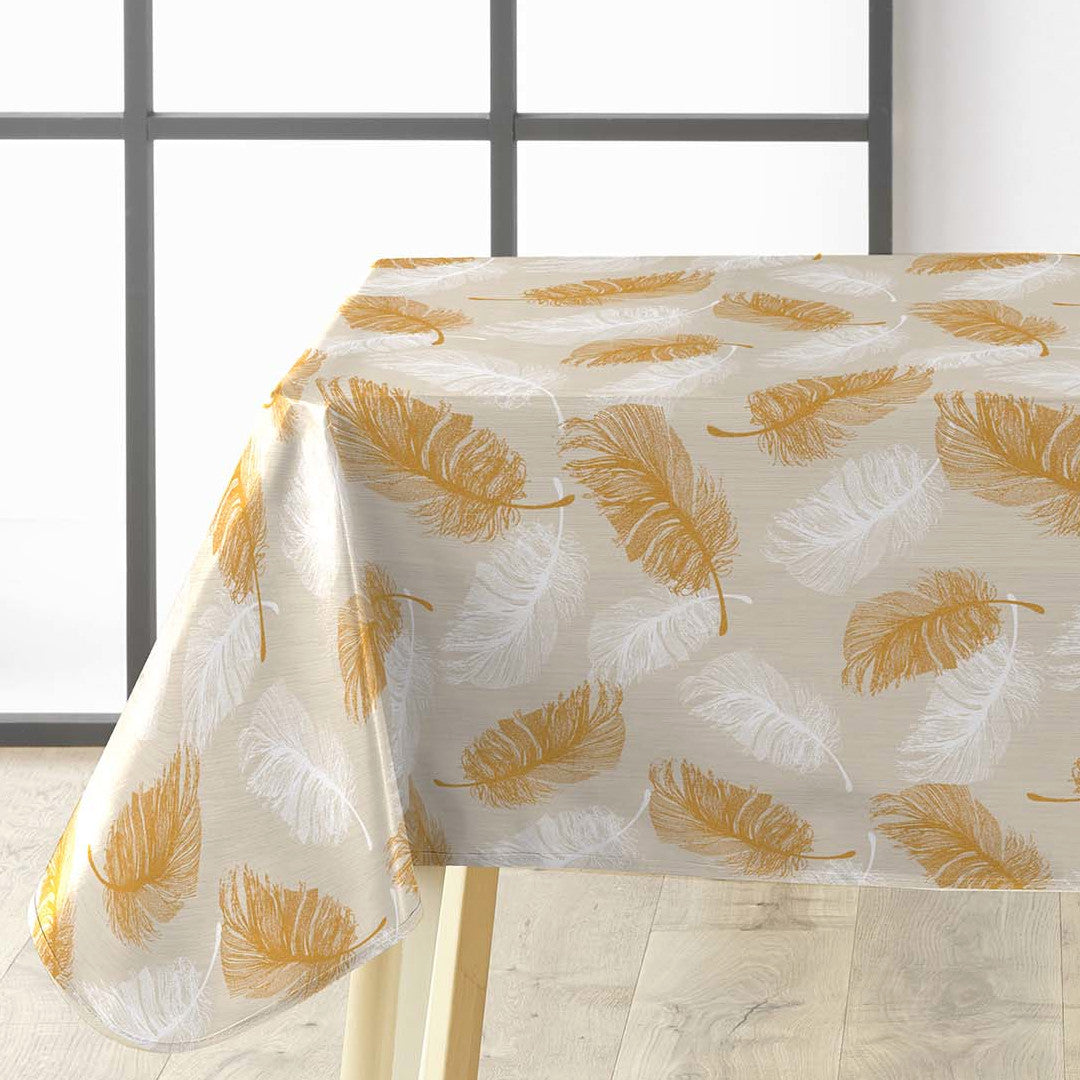 Textilia Glitter Sarina - Voksdug smukke fjer i sølv- og guldeffekt, hjørne