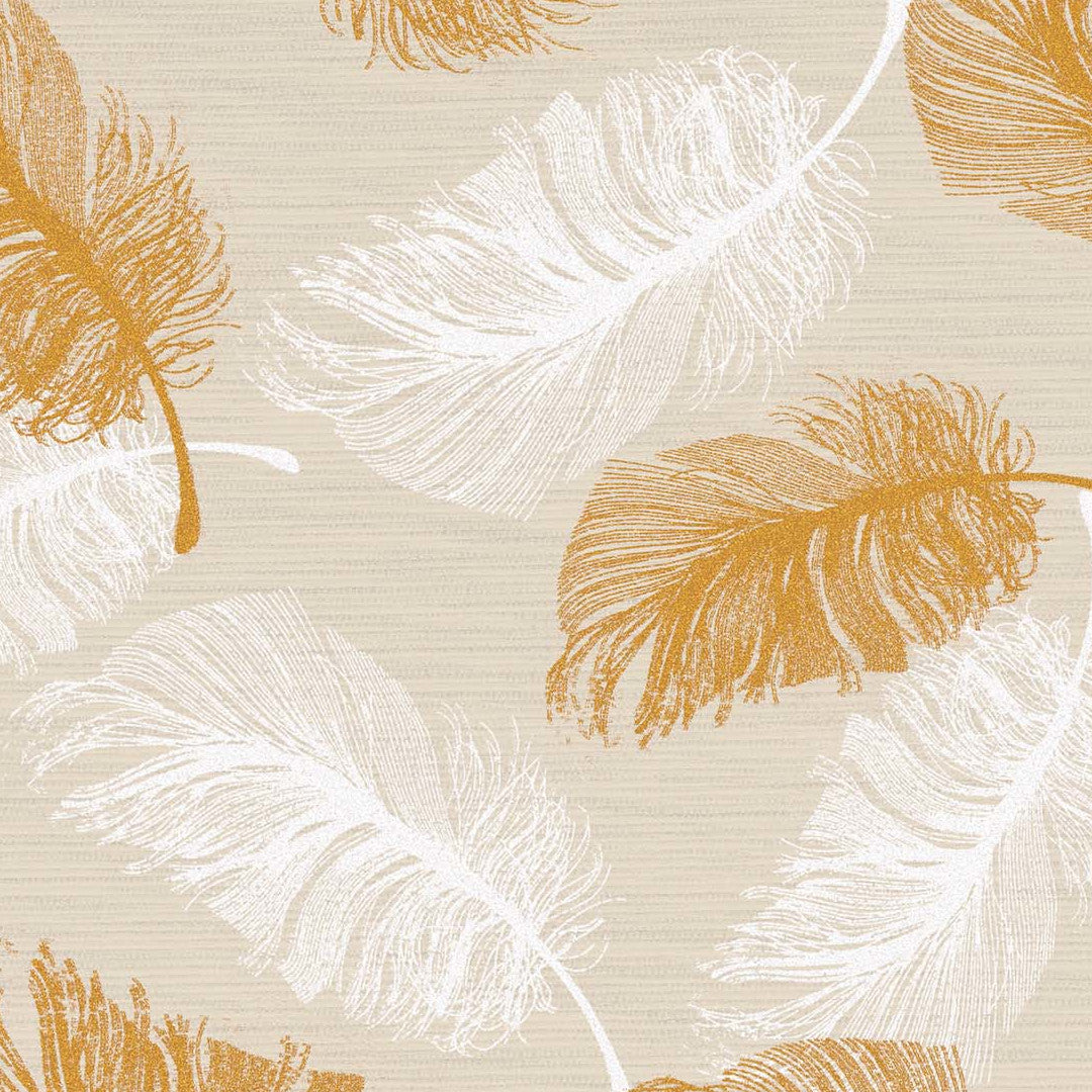 Textilia Glitter Sarina - Voksdug smukke fjer i sølv- og guldeffekt, nærbillede