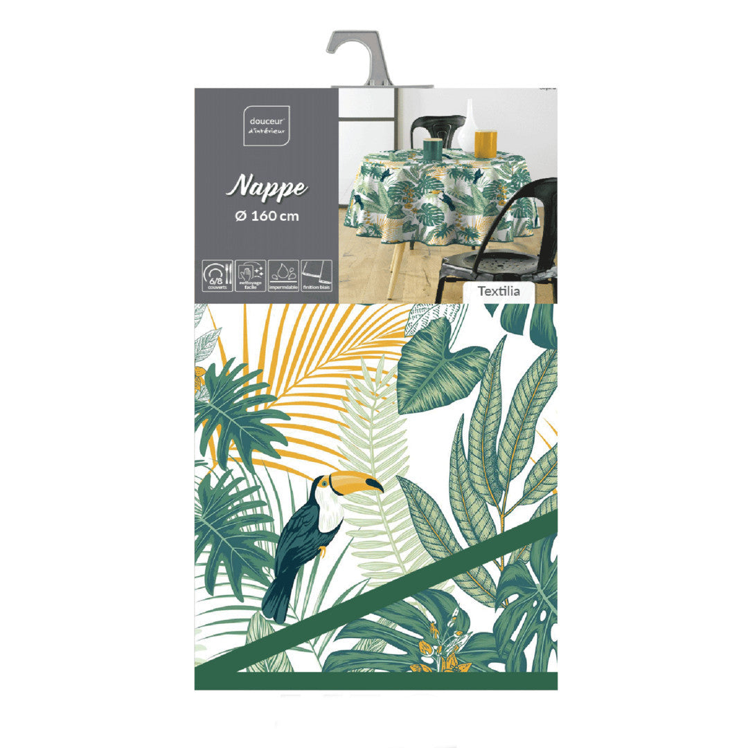 Textilia Guyana - Rund voksdug med blade Ø 155 cm