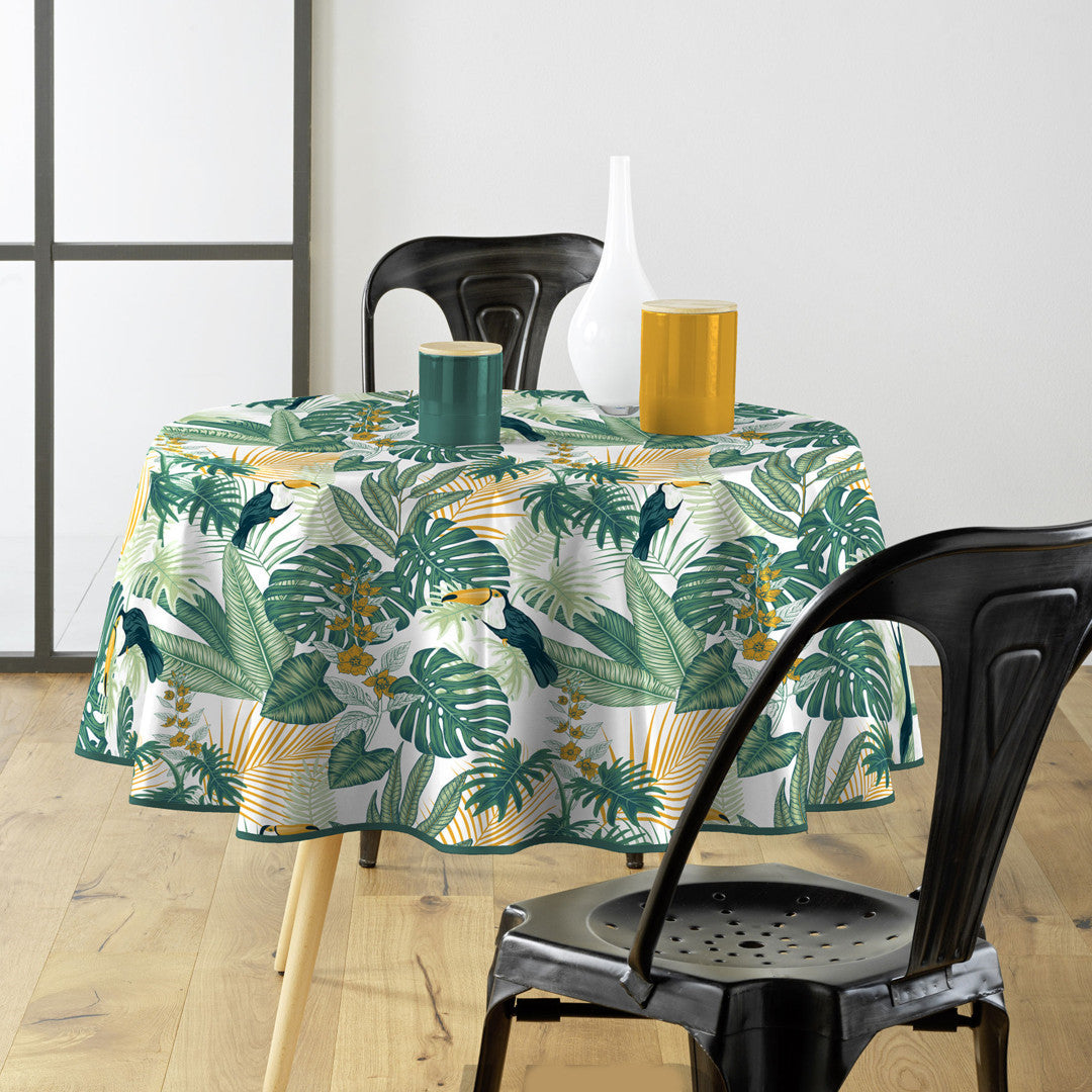 Textilia Guyana - Rund voksdug med blade Ø 155 cm