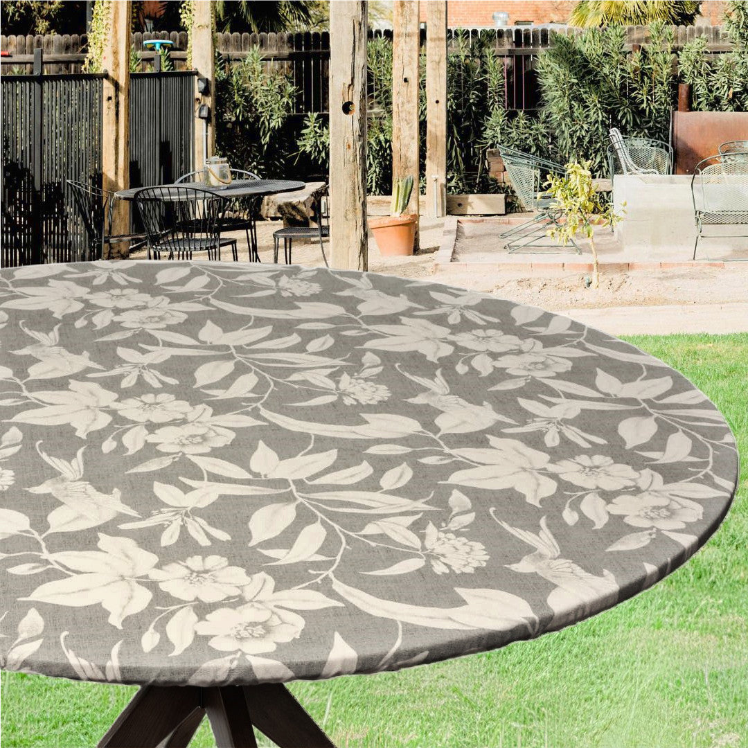 Textilia Miosotis Grey - Rund voksdug med elastik