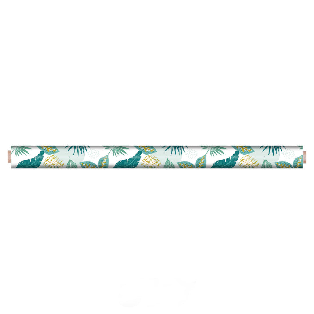 Textilia Plantania Blue - Voksdug med forskellige blade, rullet op