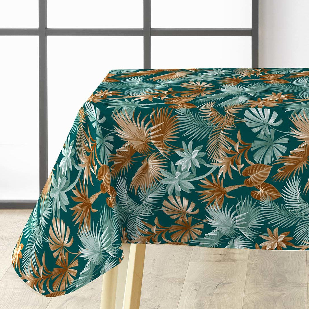 LÆNGDE: 1,7 m - Textilia Riviera Green - Voksdug med flotte tropiske blade