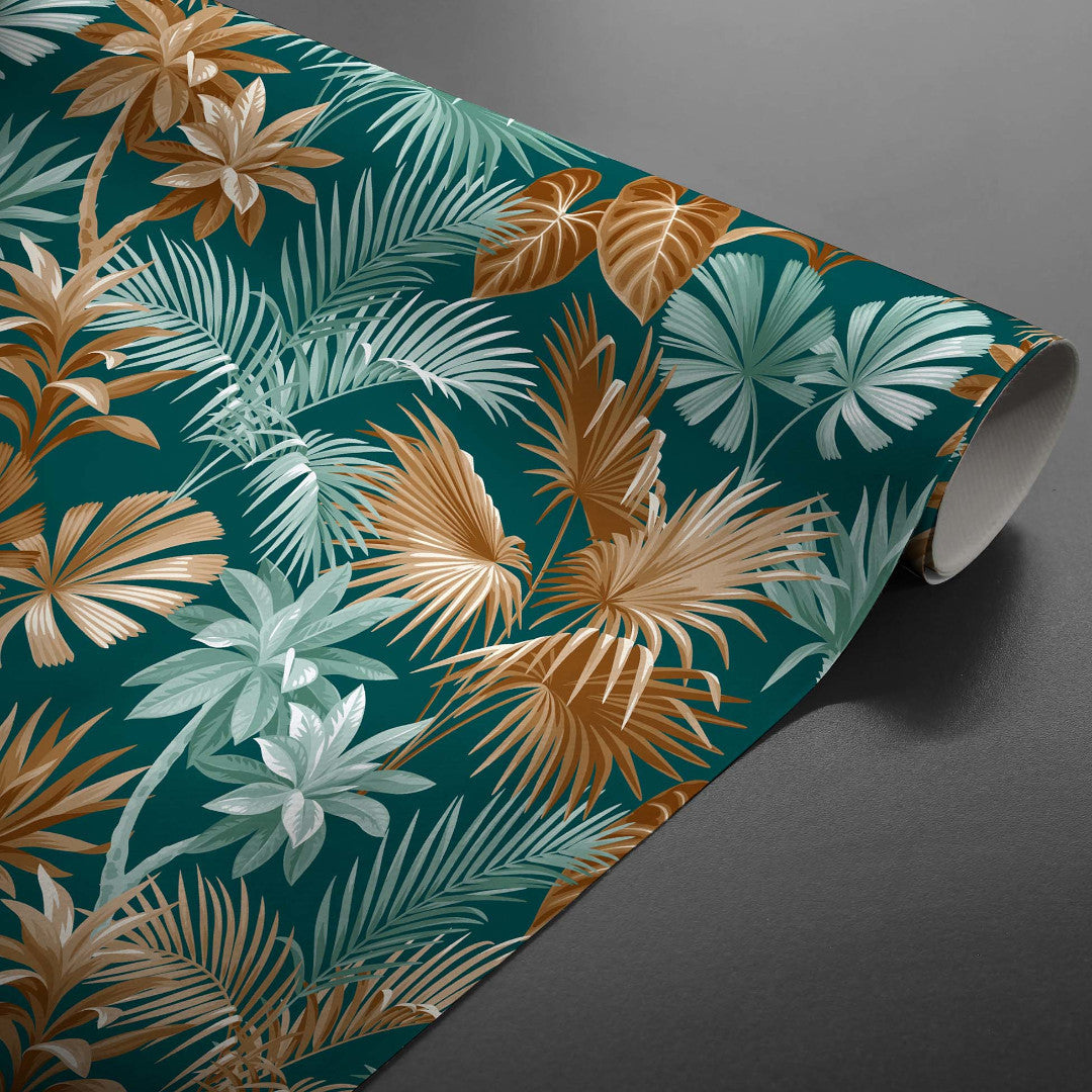 Textilia Riviera Green - Voksdug med flotte tropiske blade, oprullet