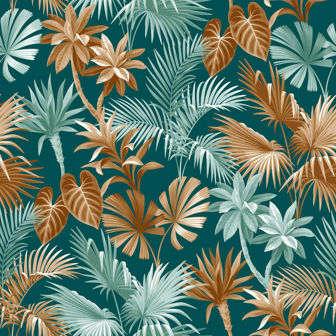 Textilia Riviera Green - Voksdug med flotte tropiske blade