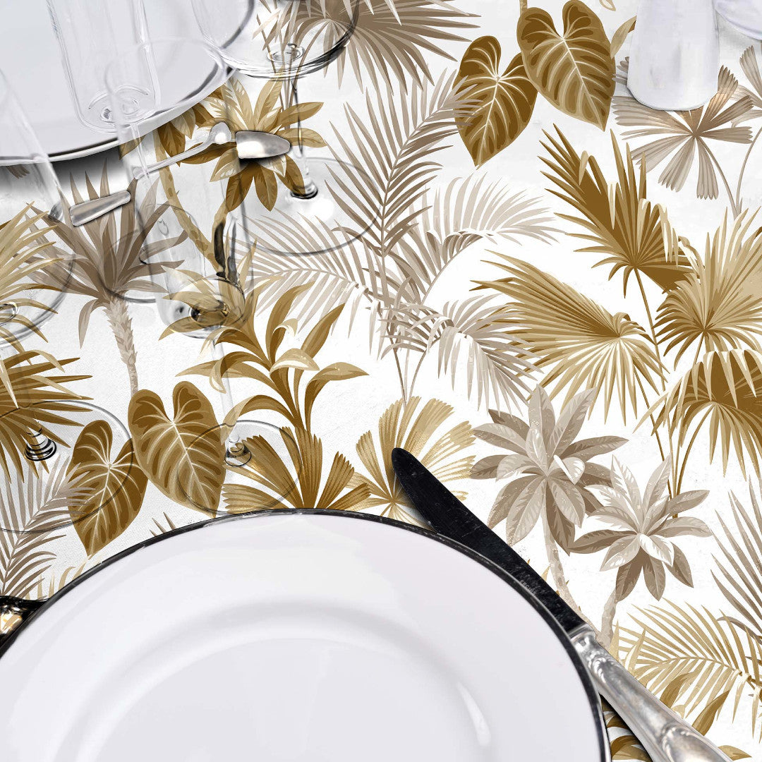 Textilia Riviera Natural - Voksdug med tropiske blade i varme farver