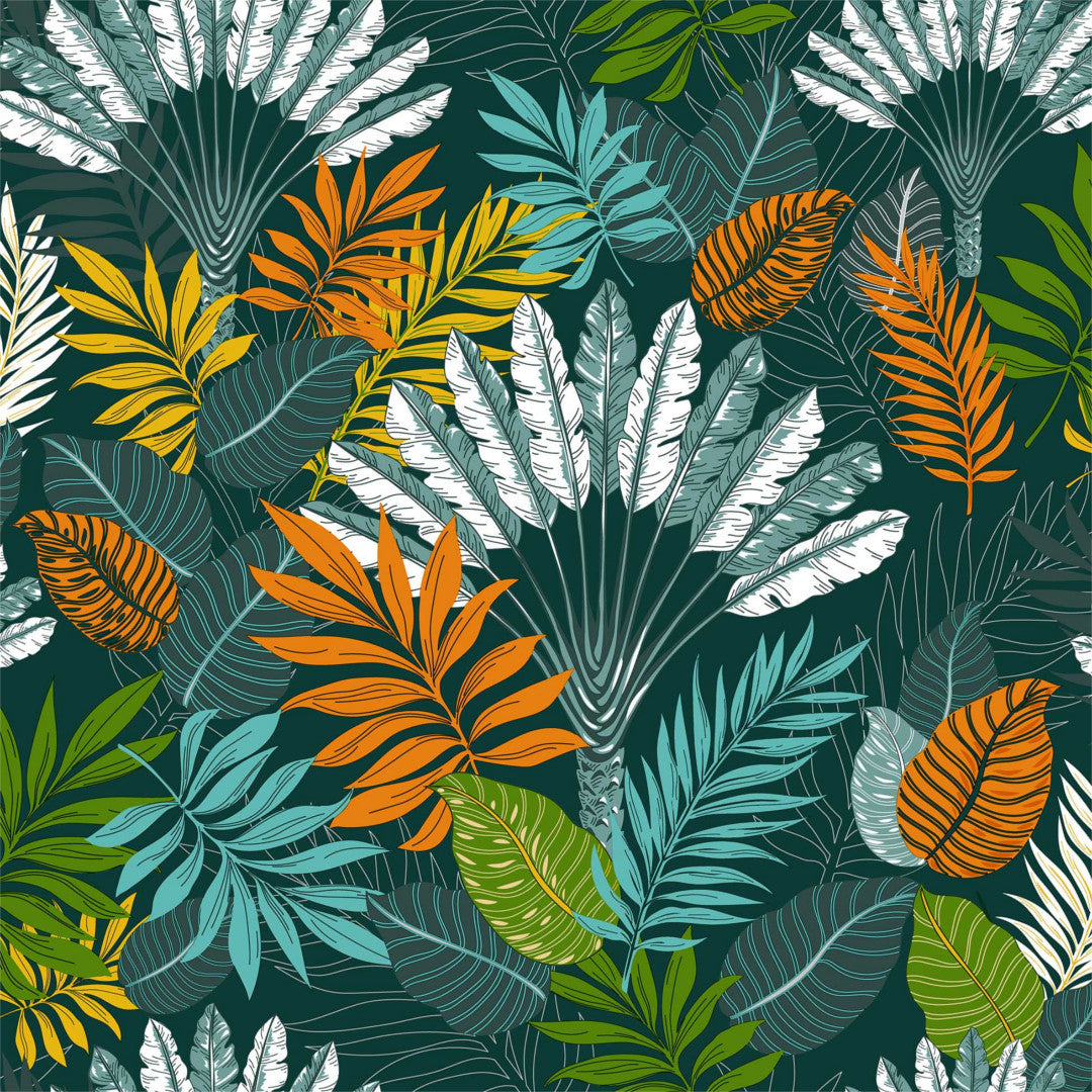 Textilia Panazio Dark - Mørk voksdug med tropiske blade