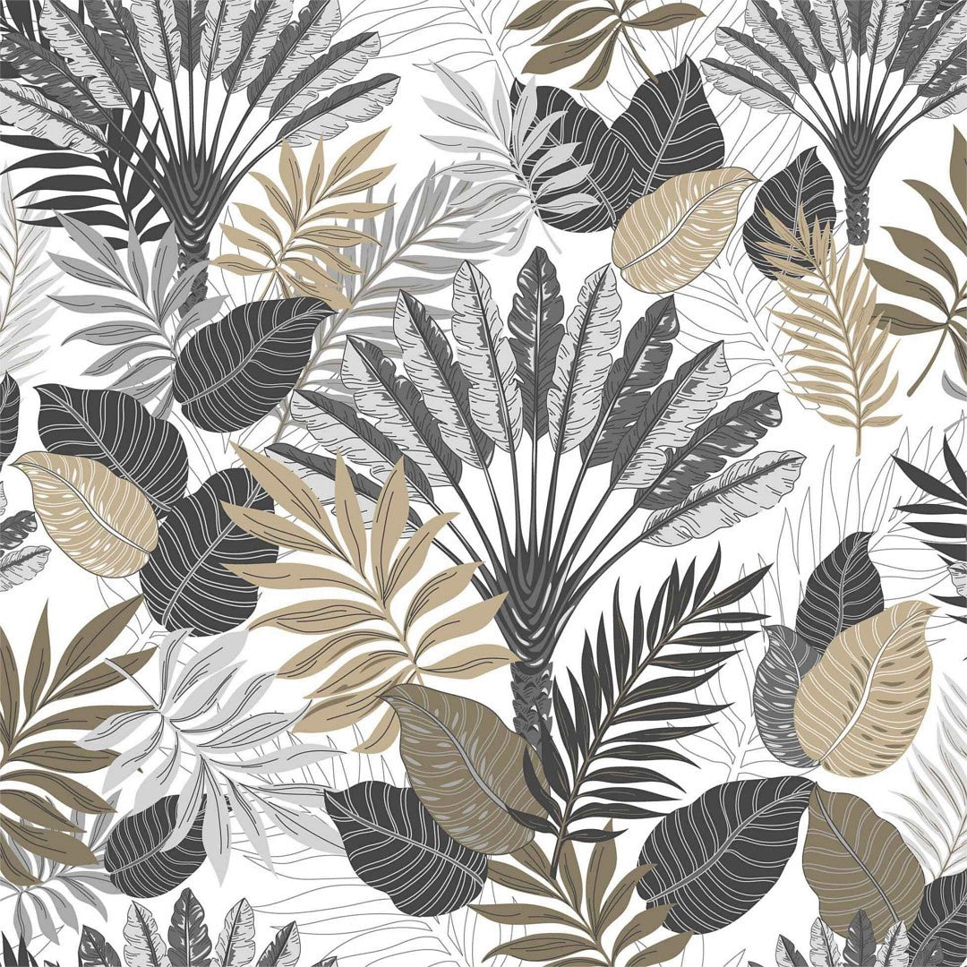 Textillia Panazio Linen - Lys voksdug med tropiske blade