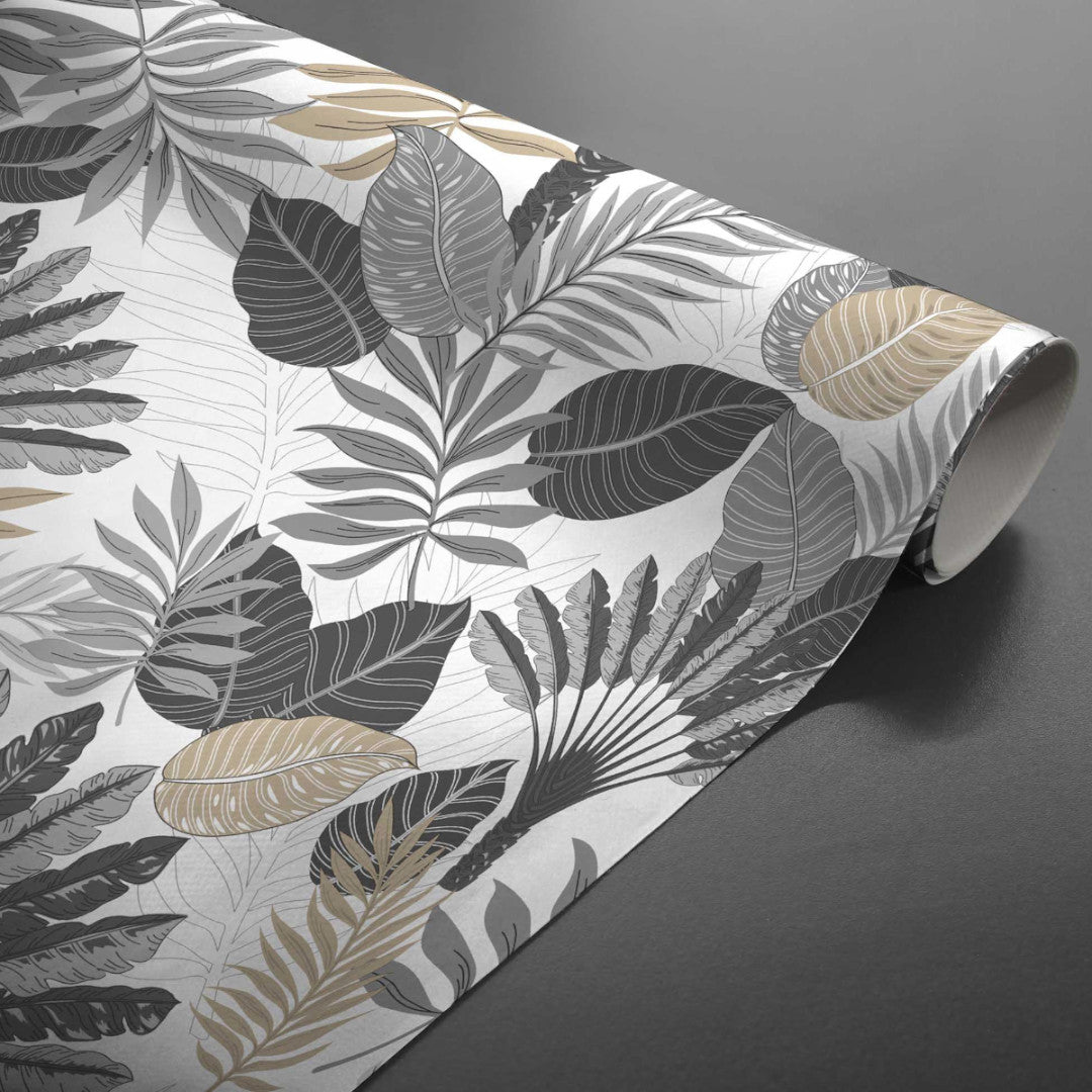 Textilia Panazio Linen - Lys voksdug med tropiske blade