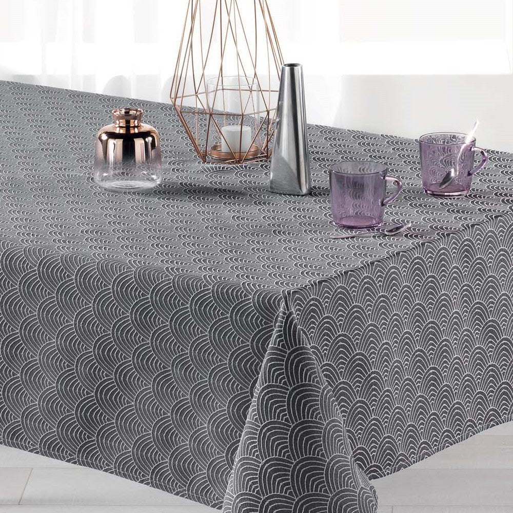 Tokio Jacquard Antracit 140x250 cm – Damaskdug med anti-plet, nærbillede