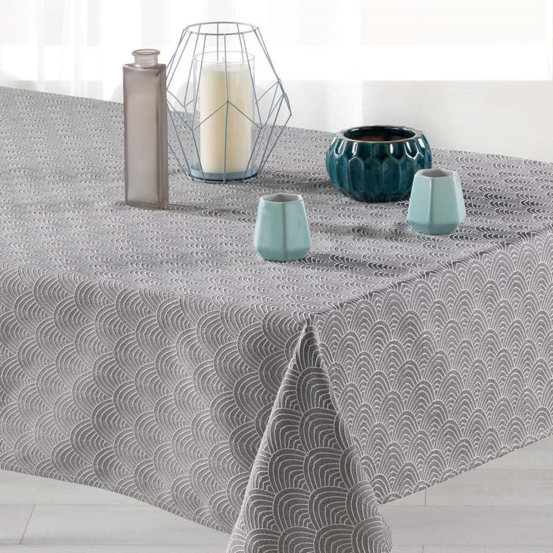 Tokio Jacquard Grå 140x250 cm – Damaskdug med anti-plet, nærbillede