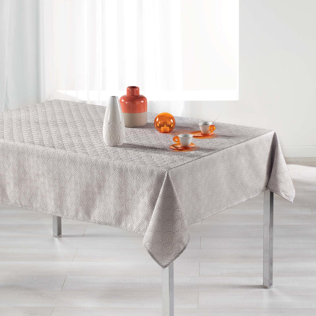 Tokio Jacquard Perle 140x250 cm – Damaskdug med anti-plet, miljøbillede