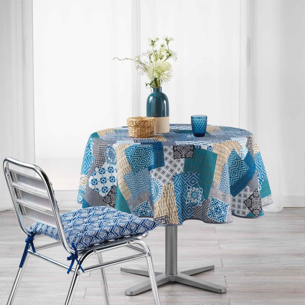 Trikala Blue Ø 180 cm, rund dug med anti-plet