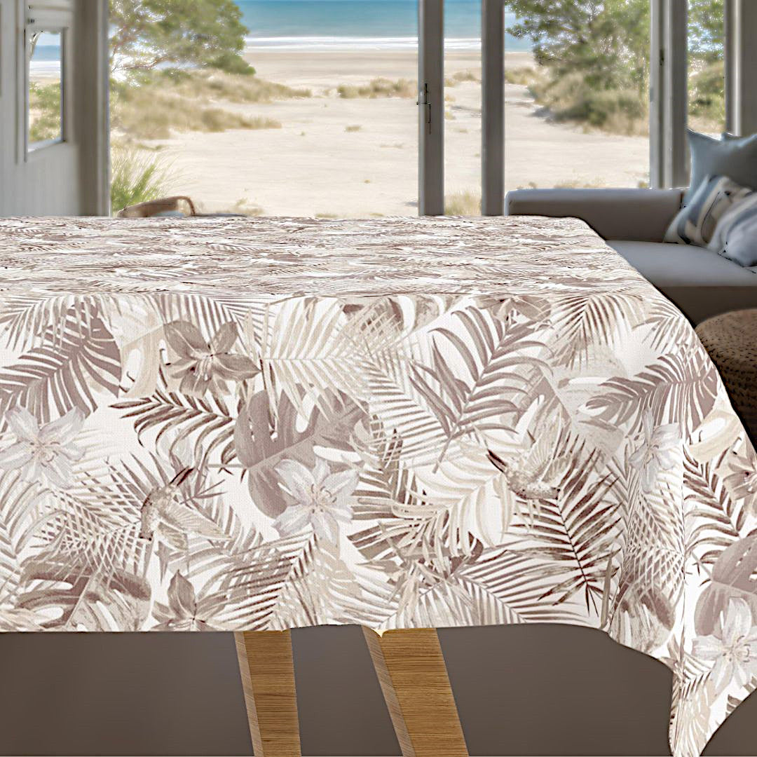 En Tropisk Drøm - Akryldug med tropiske planter og blomster.