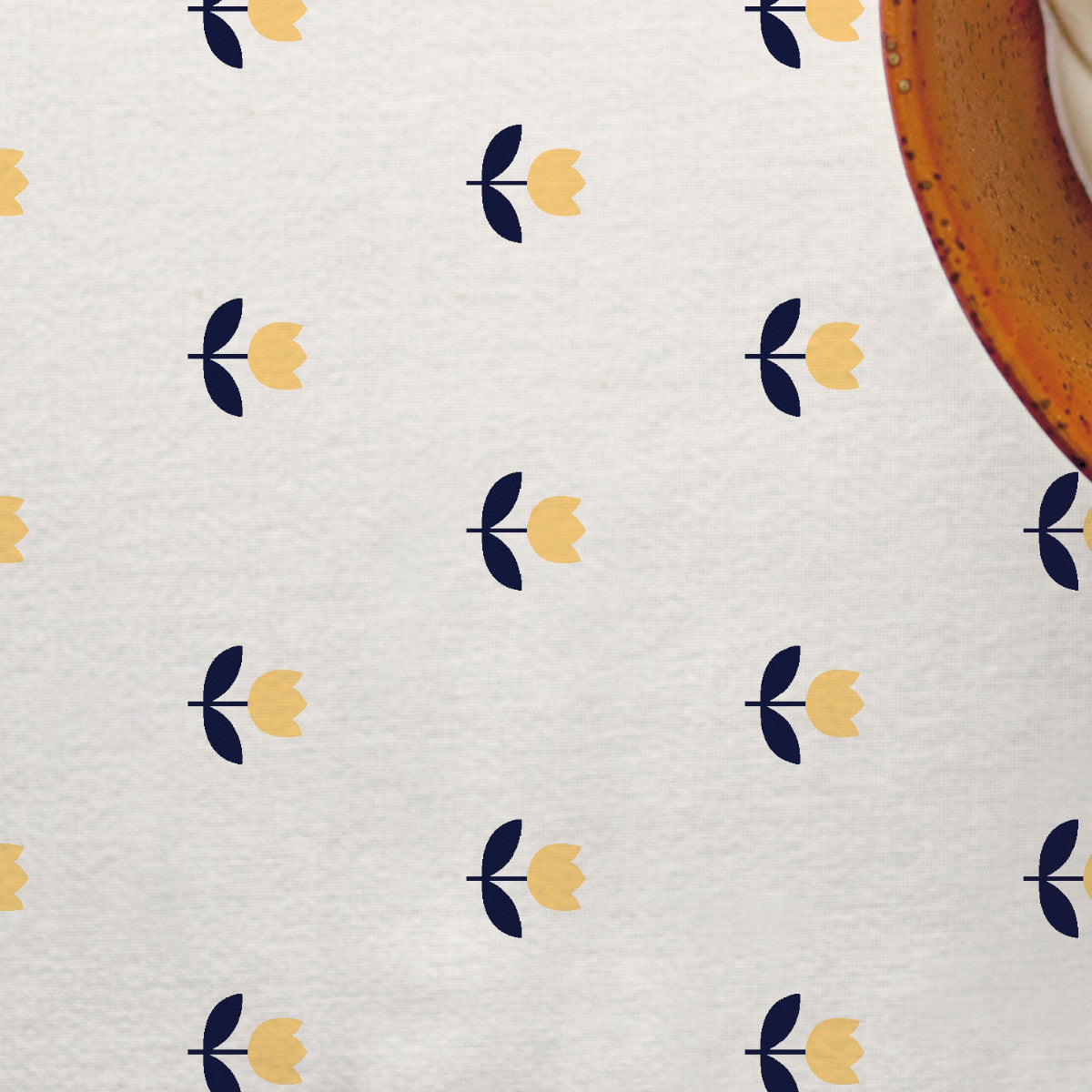 Nærbillede - Tulip Royal Yellow - Sødahl akryldug med tulipanmotiv i gul og sort