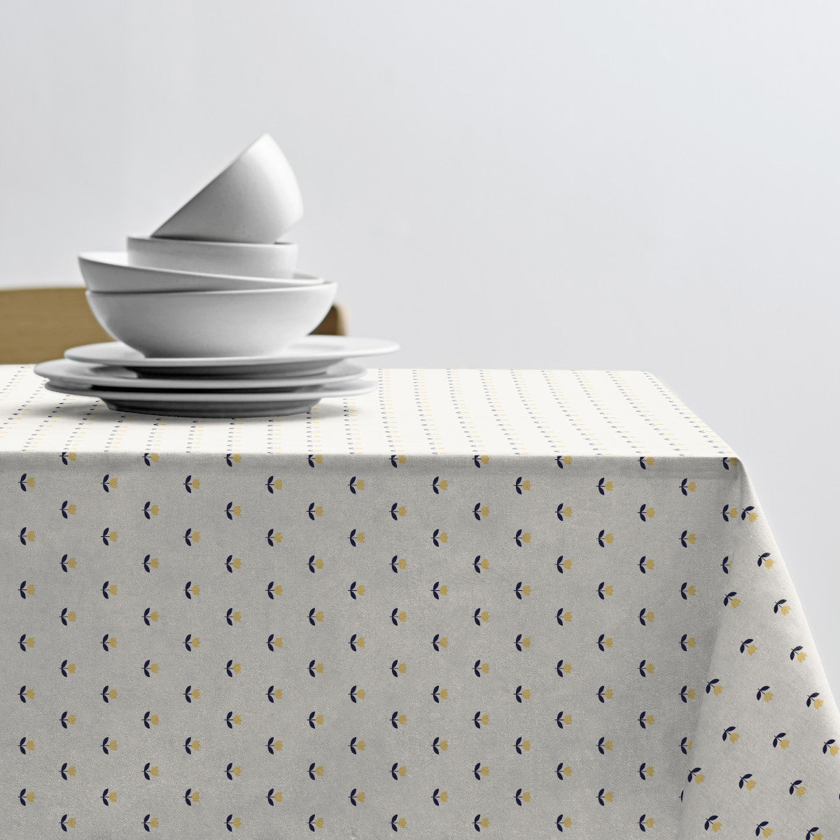 Tulip Royal Yellow - Sødahl akryldug med tulipanmotiv i gul og sort