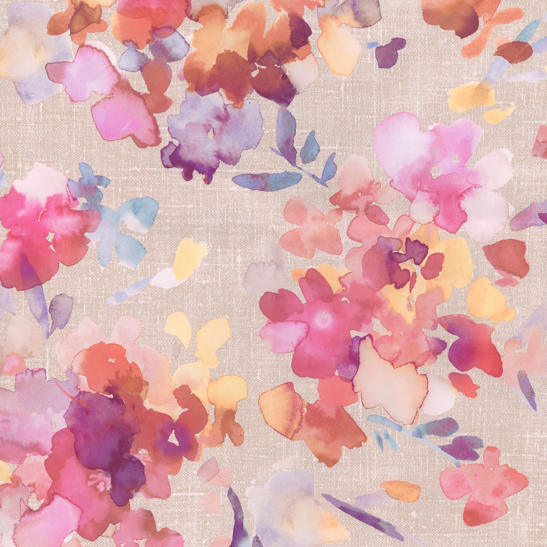 Un Dipinto - Akryldug med akvarel blomster