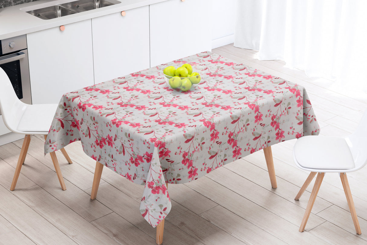 Vanda Lyserød - Flotte blade og grene på hørdug - 100% hør