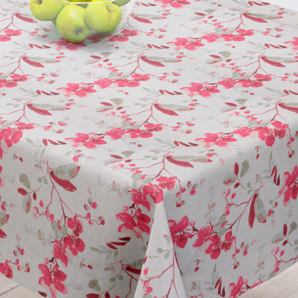 Vanda Lyserød - Flotte blade og grene på hørdug - 100% hør