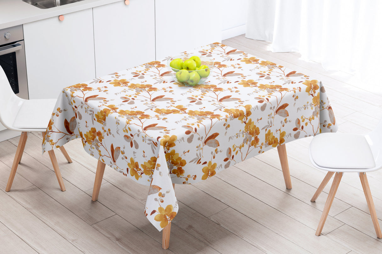 Vanda Mustard - Flotte blade og grene på hørdug - 100% hør