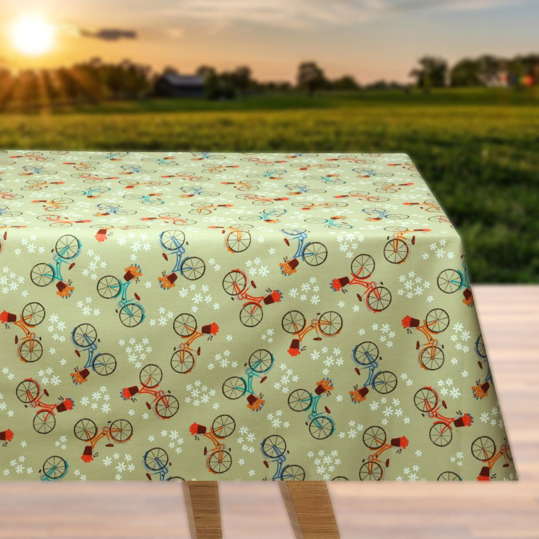 Vélo Vert - Akryldug med cykler - 155 cm bred