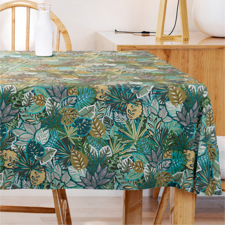 Lokoli Grøn - Akryldug med smukke grønne blade 155 cm bred