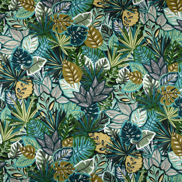 Lokoli Grøn - Akryldug med smukke grønne blade 155 cm bred