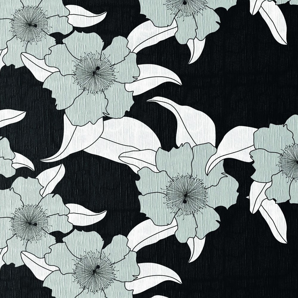 Vibi sort, voksdug med stregblomster