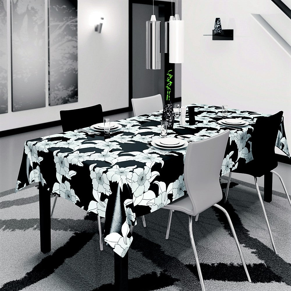 Vibi sort, voksdug med stregblomster