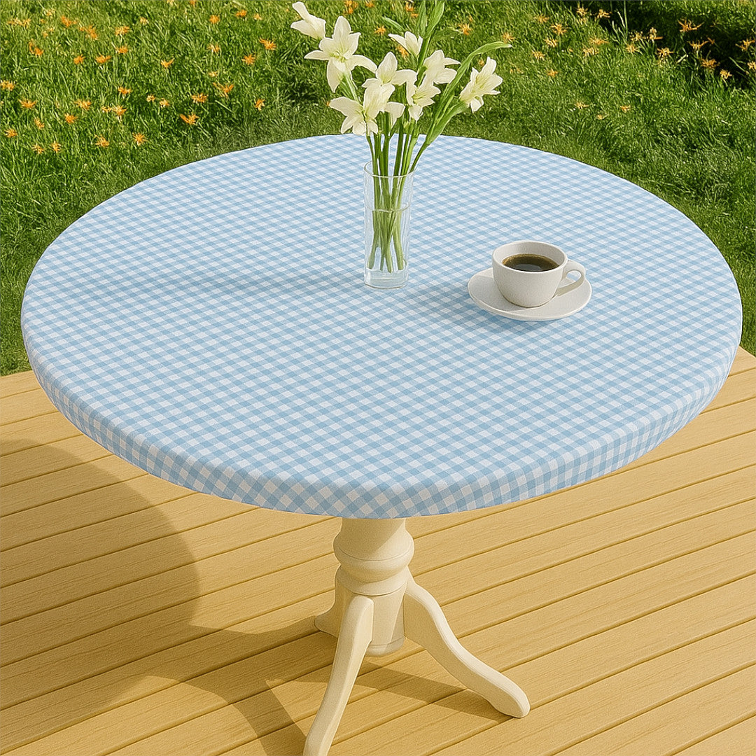 Vichy Petite Lys Blå - Rund voksdug med elastik