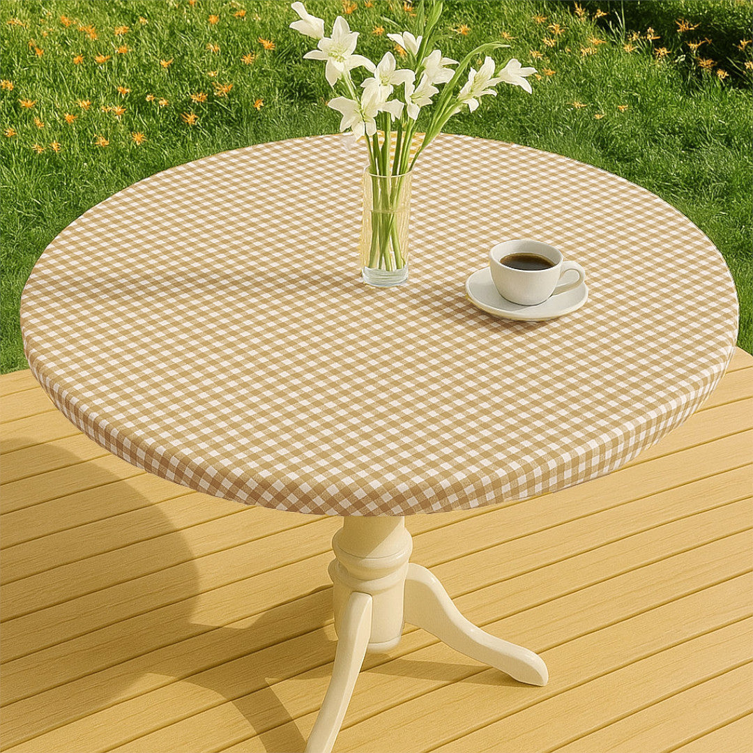 Vichy Petite Sand - Rund voksdug med elastik