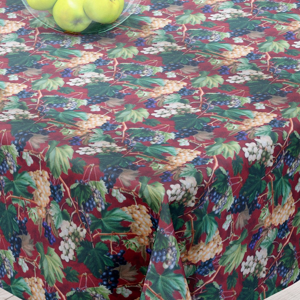 Vignes Bordeaux - Akryldug med blomster og kirsebær - 155 cm bred