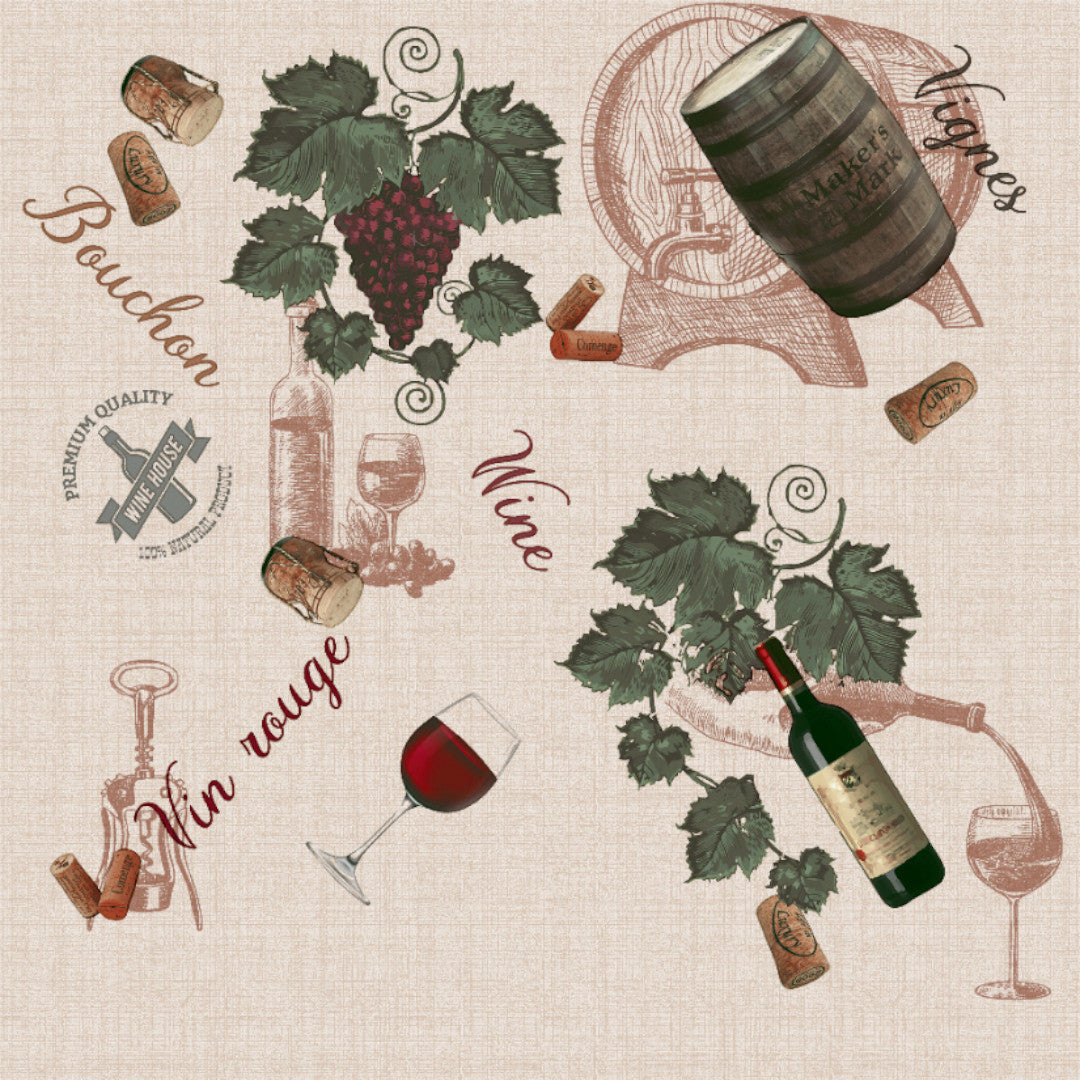 Vin Rouge - Voksdug med fransk vinmotiv