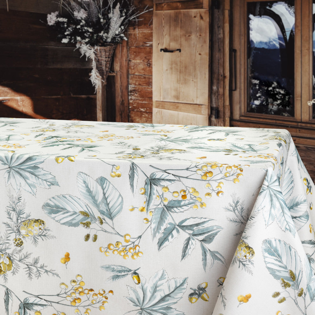 Vinterbotanik Gylden - Voksdug med vintermotiver i hyggelig bordopstilling