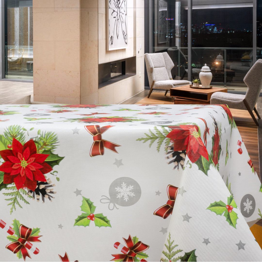 Hjørnebillede, Vinterhvid Jul voksdug med julemotiver