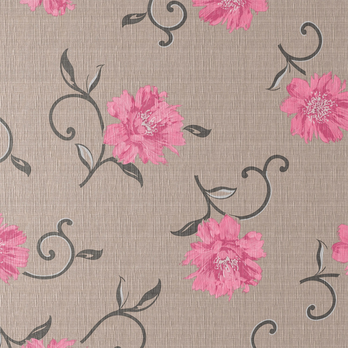 Viviane Natur - Voksdug med lyserøde blomster